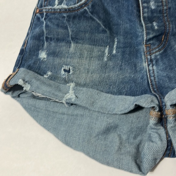 One Teaspoon High Waist Bandits Tuscany Dark Blue Wash Distressed Bleach Dye 25 - Picture 8 of 16